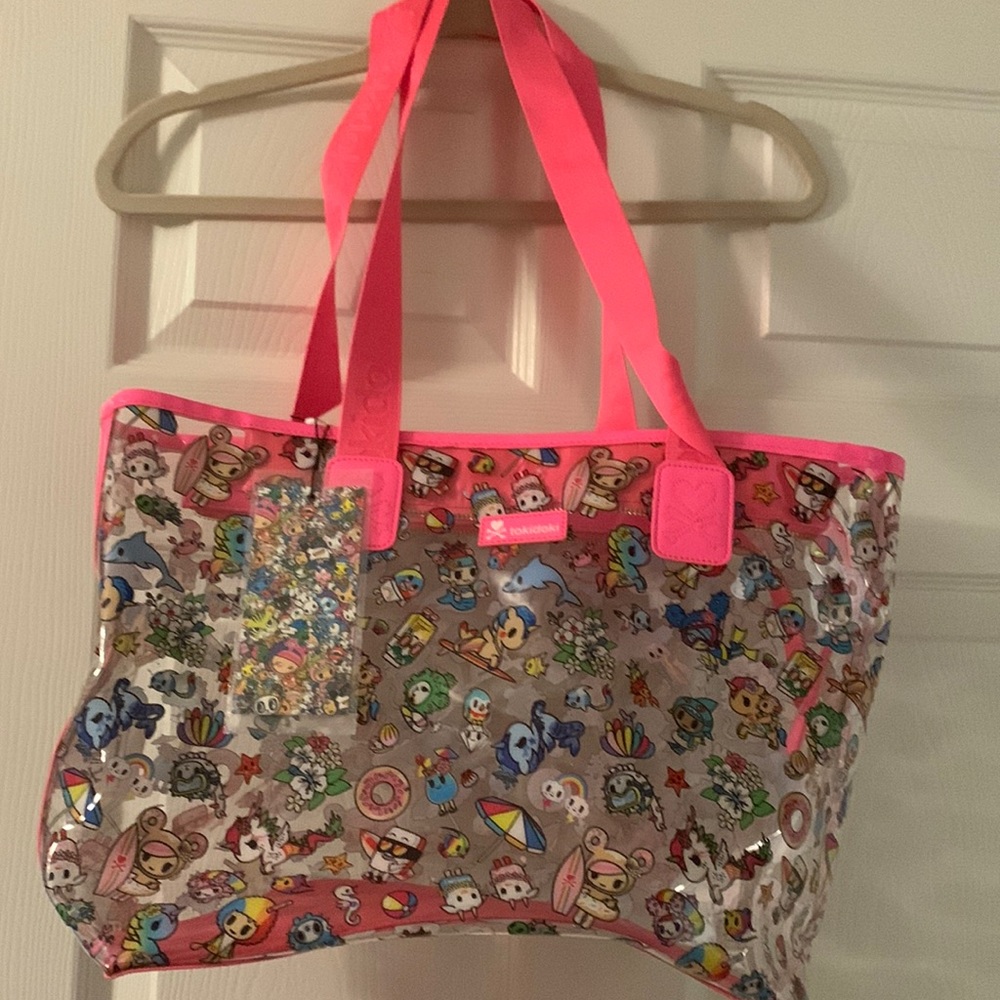 Tokidoki Hot Pink Clear Beach Bag
